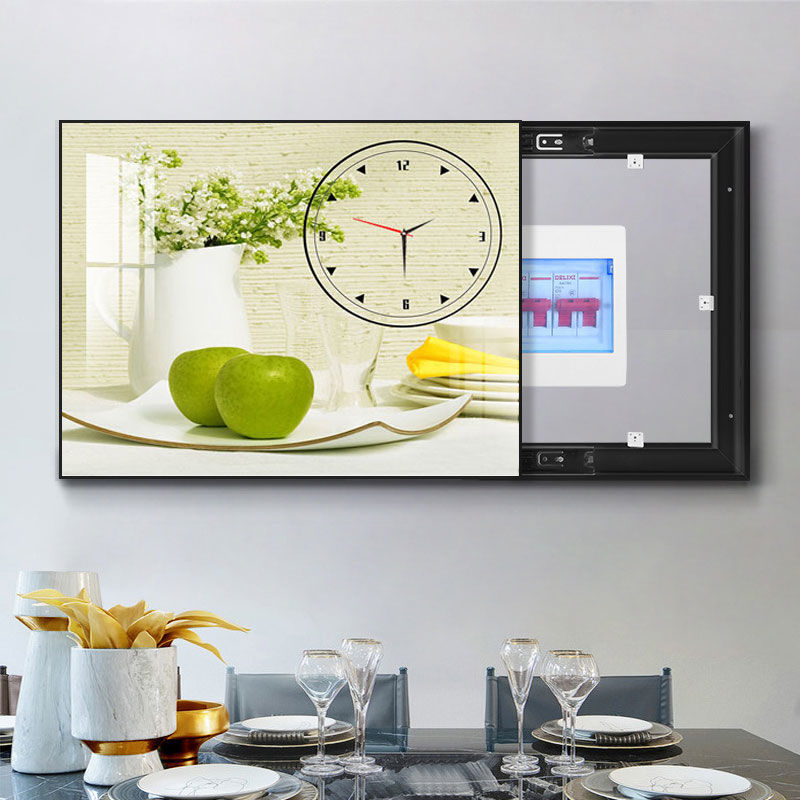 电表箱装饰画带钟表简约现代免打孔遮挡电源开关电闸盒挂画配电箱