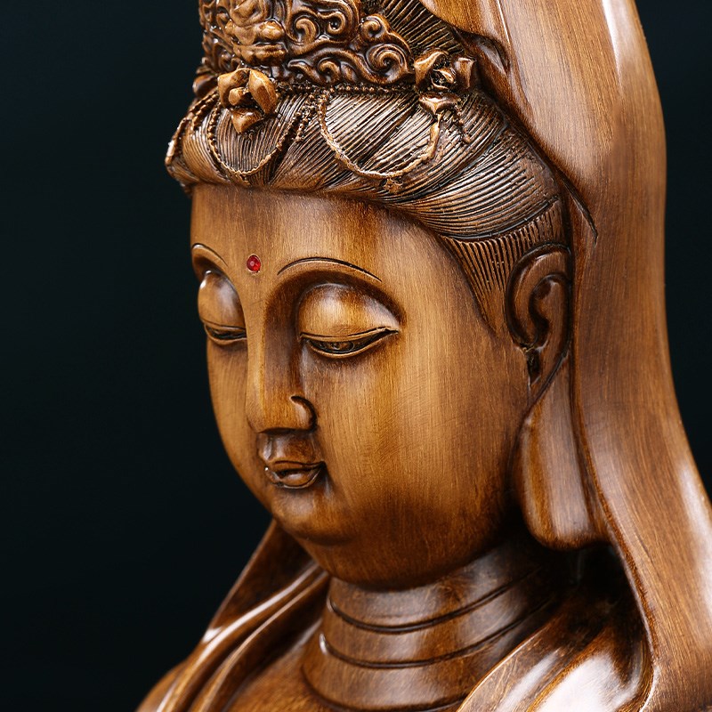 观音送福菩萨摆件中式家用客厅佛堂寺庙供奉观世音佛像装饰工艺品