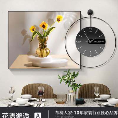 极速新品厂促电表箱画装饰画带u钟表可推拉遮配电箱总开关盒网路