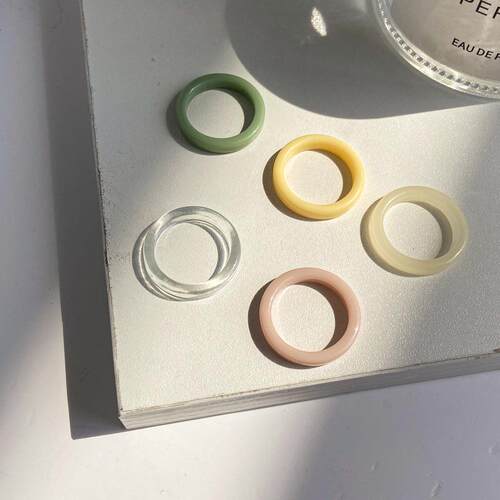 好货colour rings women韩国东大门彩色树脂素圈戒指指环女