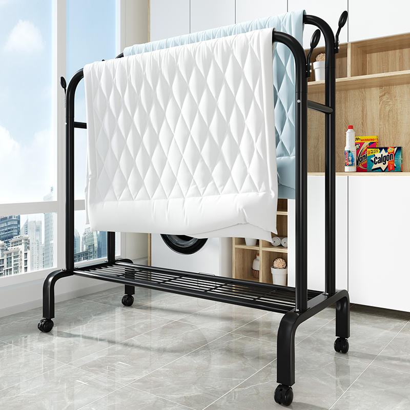 晾衣架落地卧室家用折叠室内挂衣单杆式简易阳台挂钩收纳衣服架子