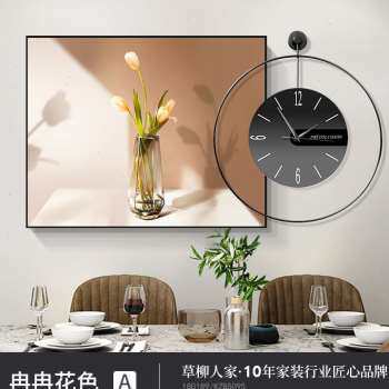 极速新品厂销电表箱画装n饰画带钟表可推拉遮配电箱总开关盒网路