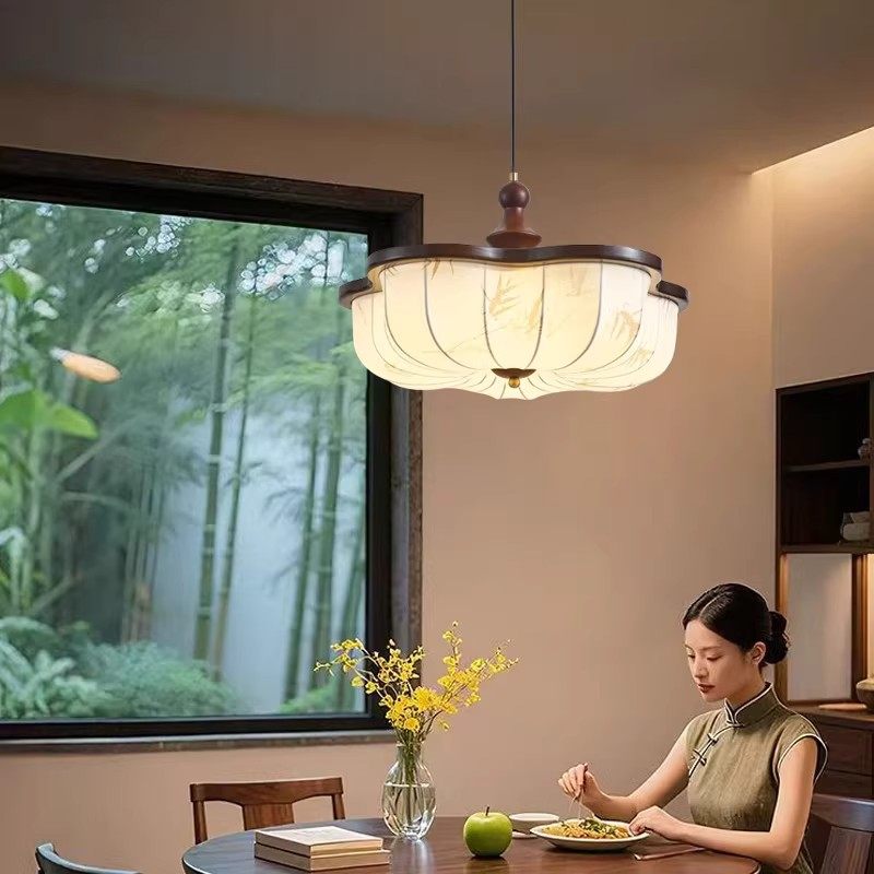 宋式美学卧室吸顶灯中古风布艺法式花形主卧灯胡桃木纹复古房间灯,家装灯饰光源,餐厅/卧室/书房吸顶灯,淘宝优惠券,粉丝福利购,淘宝优惠卷