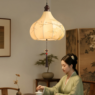 宋代美学吊灯新中式禅意茶室书房卧室床头吊灯餐饮吧台中古风灯具
