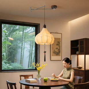 宋式美学摇臂款吊灯中古风禅意茶室书房卧室床头吊灯餐饮吧台灯具