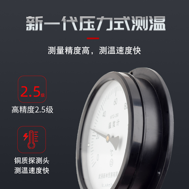 热销压力式温度计指针式工业高精度锅炉水温蒸汽温度表测温仪WTQ2