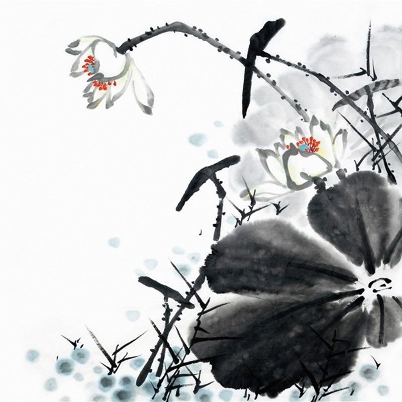 热销水墨荷花 国画 画心装饰画 名人字画宣纸高清微喷画芯