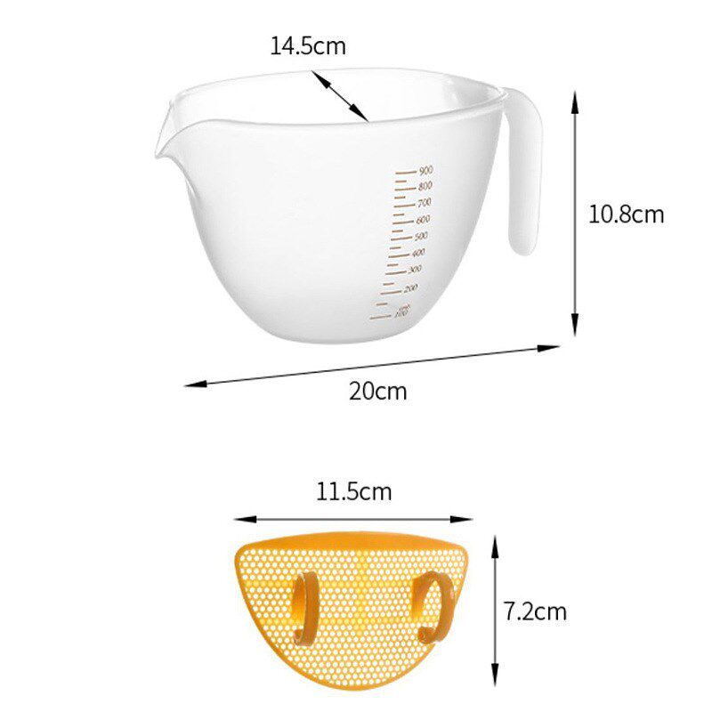 热销过滤量杯带引流嘴打蛋碗烘焙带刻度量杯蛋液去筋过滤蛋沫搅拌