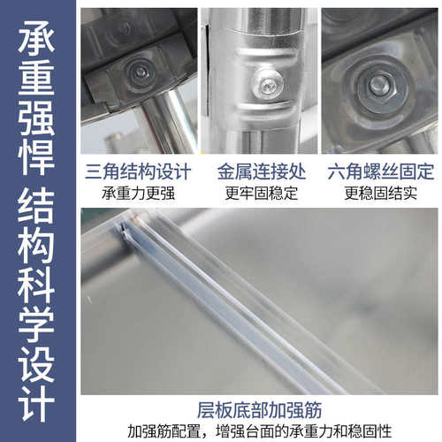 热销不锈钢工作台商用厨房桌子双层切菜案板加厚长方形打荷台家用