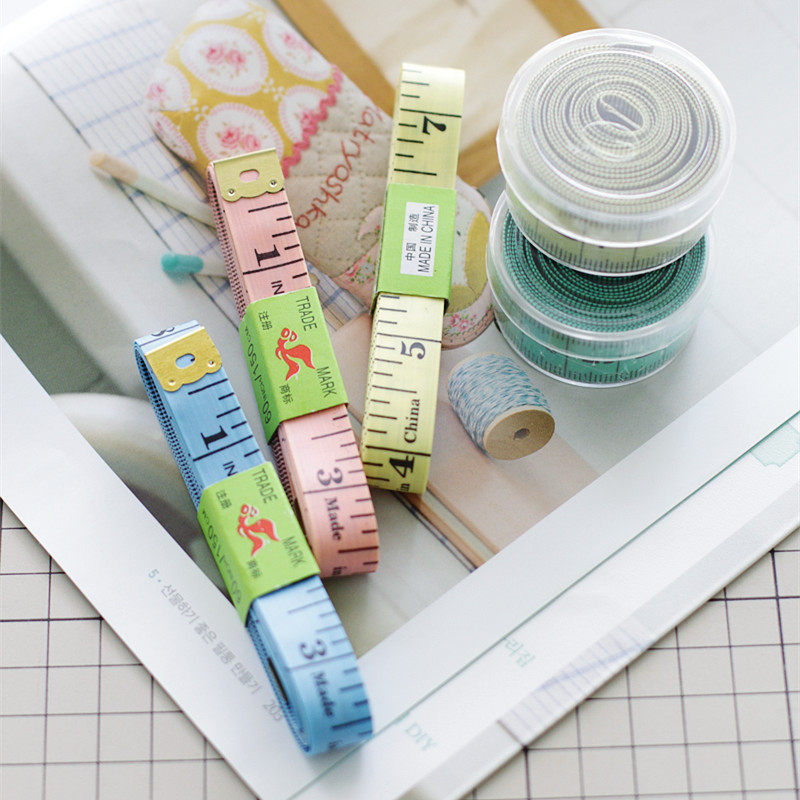 热销【可可家工具】手工布艺DIY/刻度清晰/五色糖果色皮尺/150c
