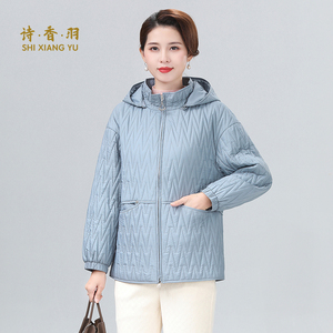 中老年妈妈棉服外套2024新款女士洋气冬装中年大码棉衣宽松轻薄女