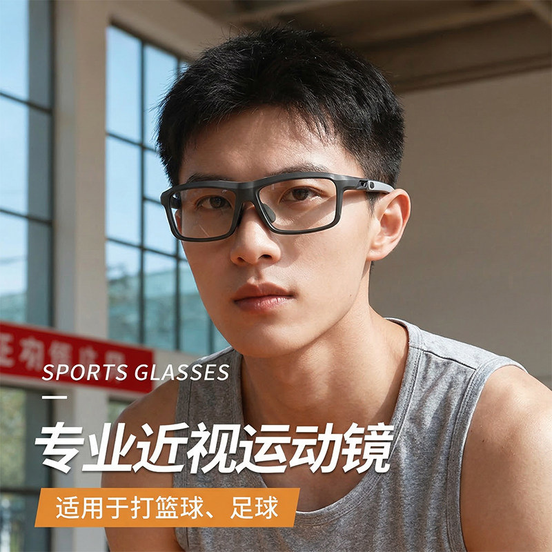 专业运动眼镜篮球近视可配度数防撞防爆足球打球防脱落护目镜男款