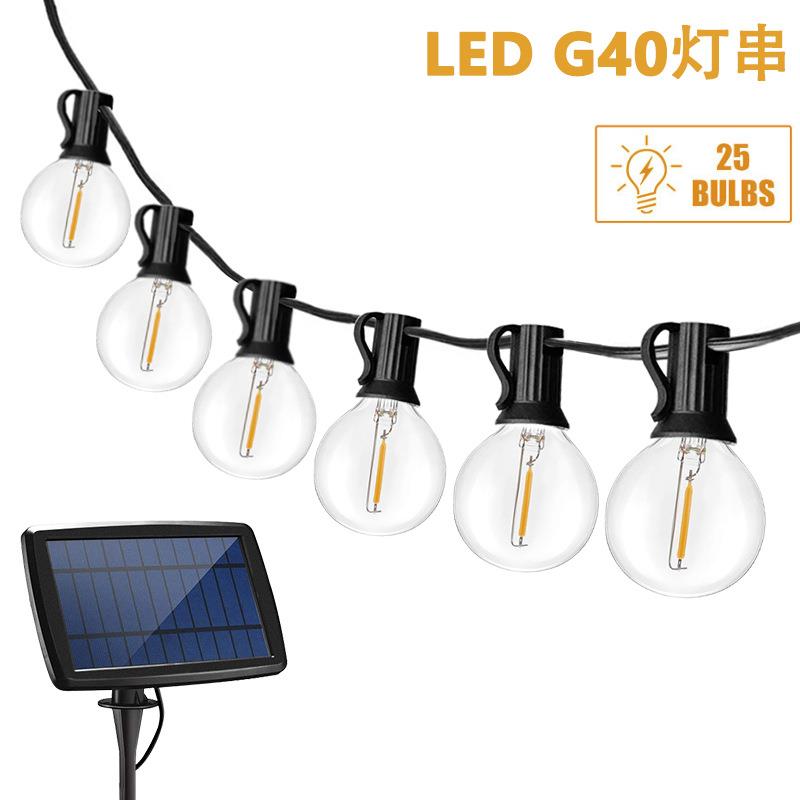 亚马逊爆款太阳能G40复古灯串LED球泡地插式户外庭院圣诞节日装饰