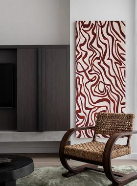 手绘横版抽象装饰画民宿酒店软装挂画现代样板间线条无框画油画