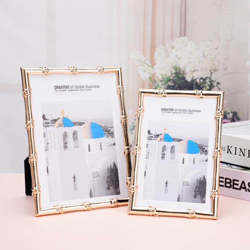 现代简约浅金色，银色金属相框 样板房软装摆台摆件 金属相框