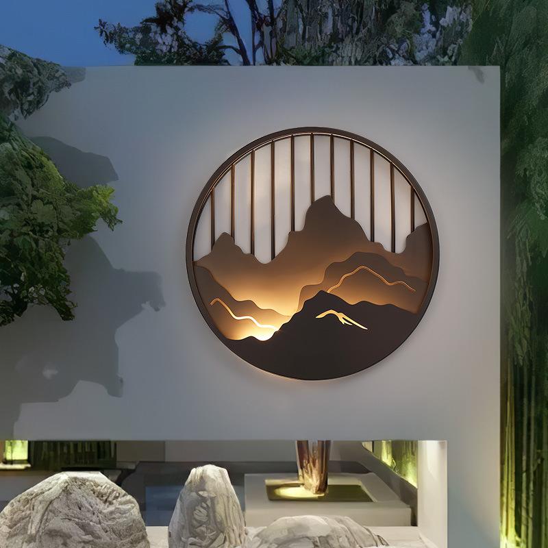 新中式户外壁灯创意山水别墅庭院景观灯入户大门室外外墙防水壁灯