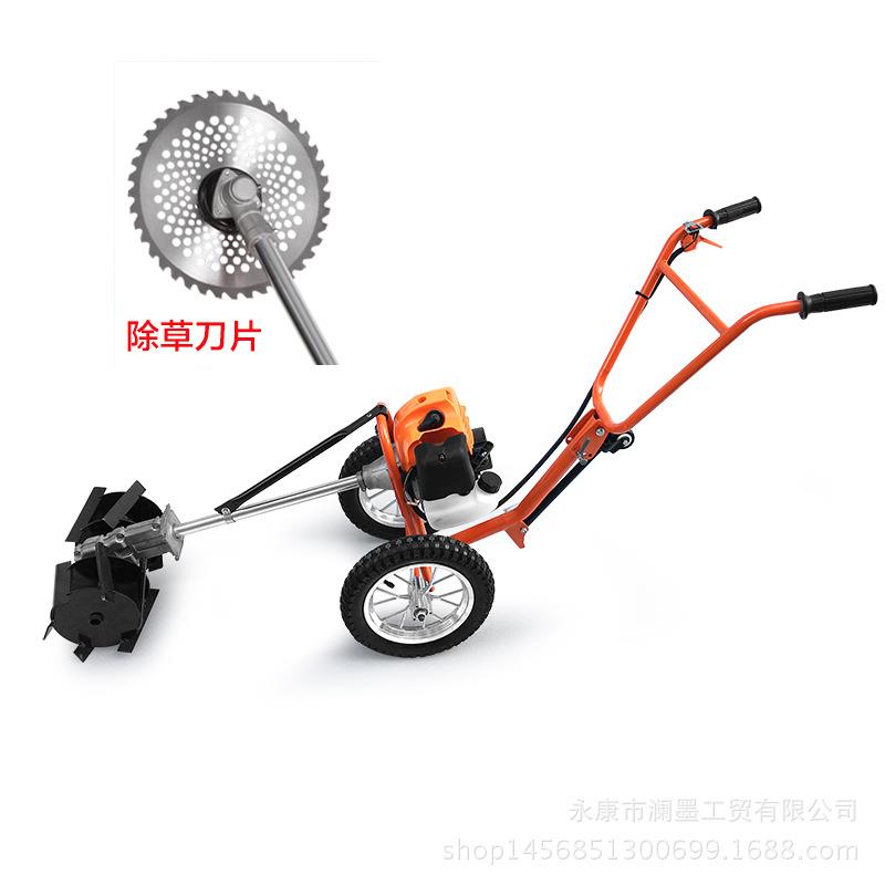 澜墨手推割草机双手把双轮手推除草机割灌机可带除草轮两用机