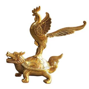 铜鸡踏龙龟 铜龙龟锦鸡摆件工艺品家居摆件 铜生肖鸡 铜器