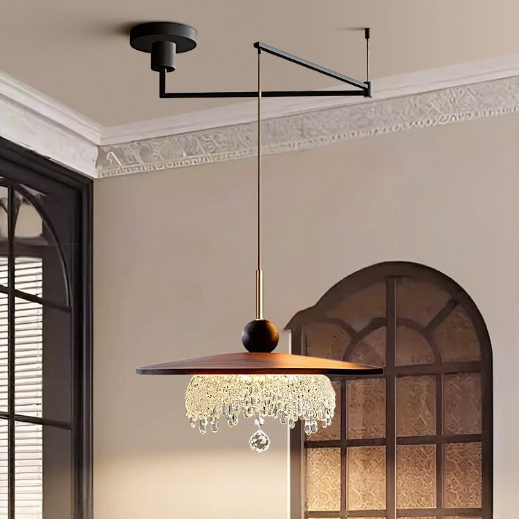 飞碟餐厅吊灯法式中古风氛围感吧台灯设计感可位移摇臂餐桌饭厅灯