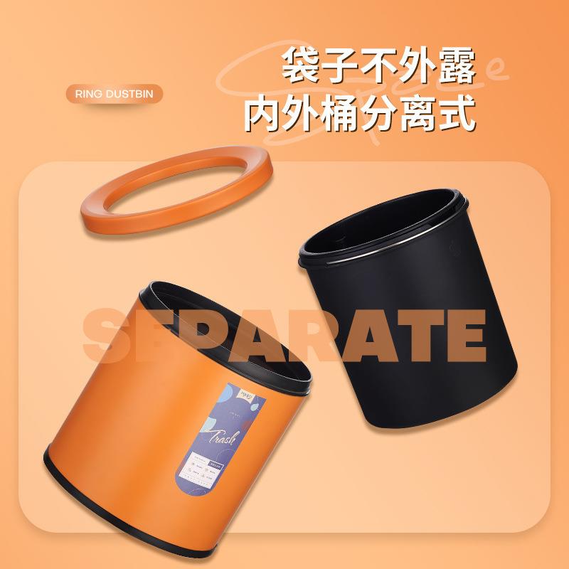 办公室圆形北欧无盖纸篓篓式双层垃圾不锈钢垃圾桶客房开口垃圾桶