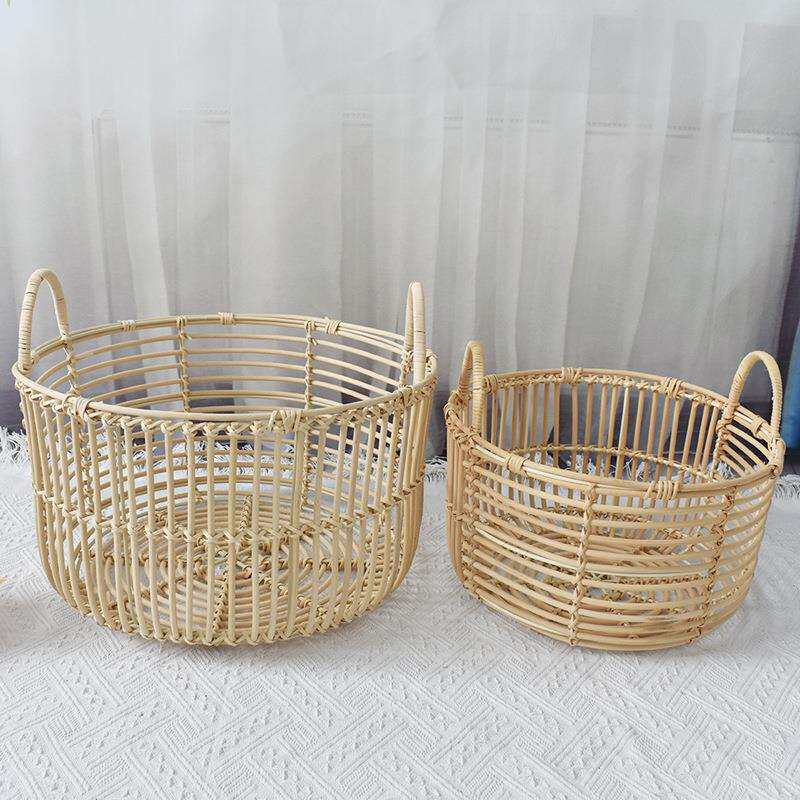 新品手工印尼藤毛巾筐藤编脏衣篮酒店脏毛巾收纳筐客厅手提置物筐