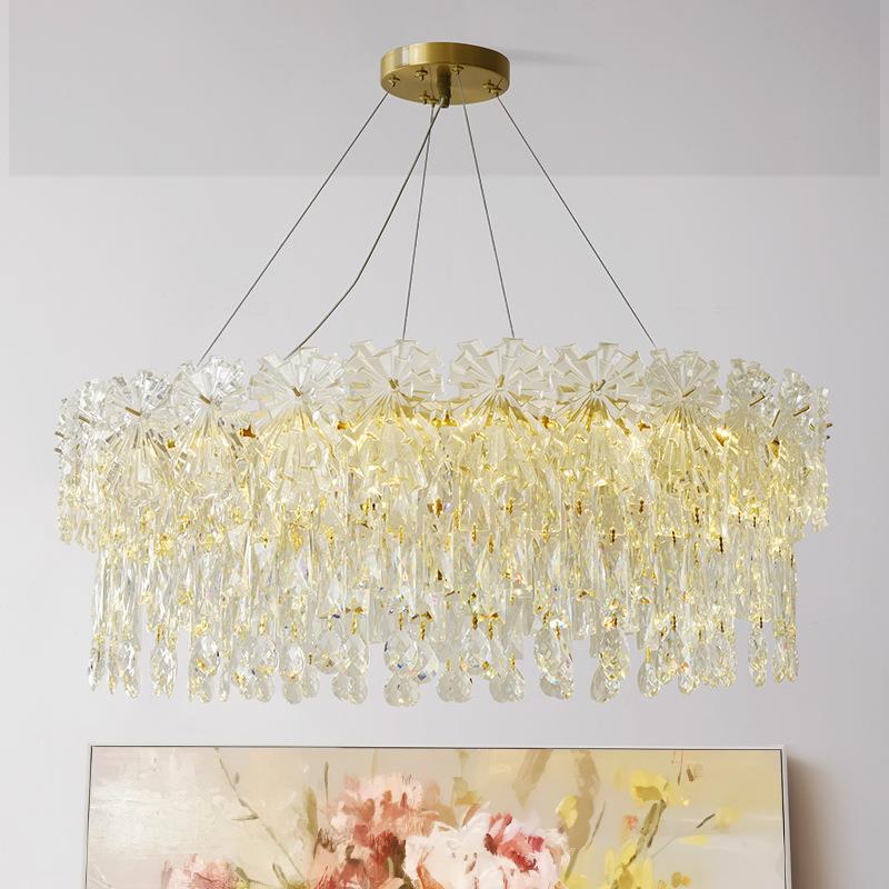 极简奶油风客厅吊灯法式轻奢水晶灯网红创意珍珠玻璃大气餐厅灯具