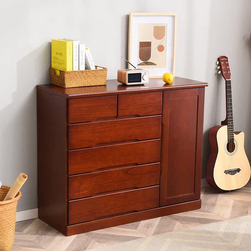 斗柜实木卧室抽屉柜靠墙床尾储物柜客厅七斗收纳柜简约现代五斗柜