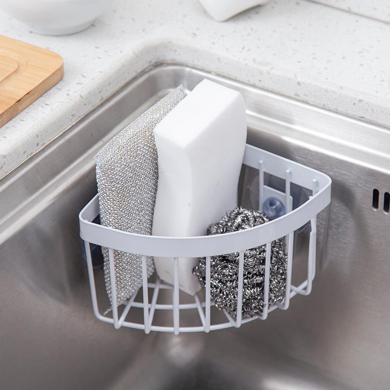 家用304不锈钢角型水槽收纳篮 百洁布挂篮浴室厨房置物架