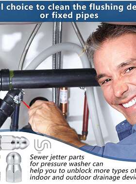 3pcs不锈钢下水道喷头喷嘴套装 1/4寸5000PSI清洗机快速连接喷头