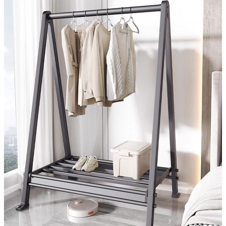 卧室衣架落地家用可折叠移动挂衣架室内晾衣杆房间衣服收纳衣帽架