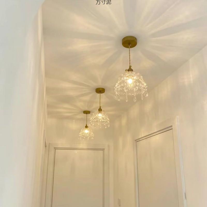 铜过道灯走廊轻奢水晶复古法式衣帽间玄关床头小吊灯吧台入户灯厂
