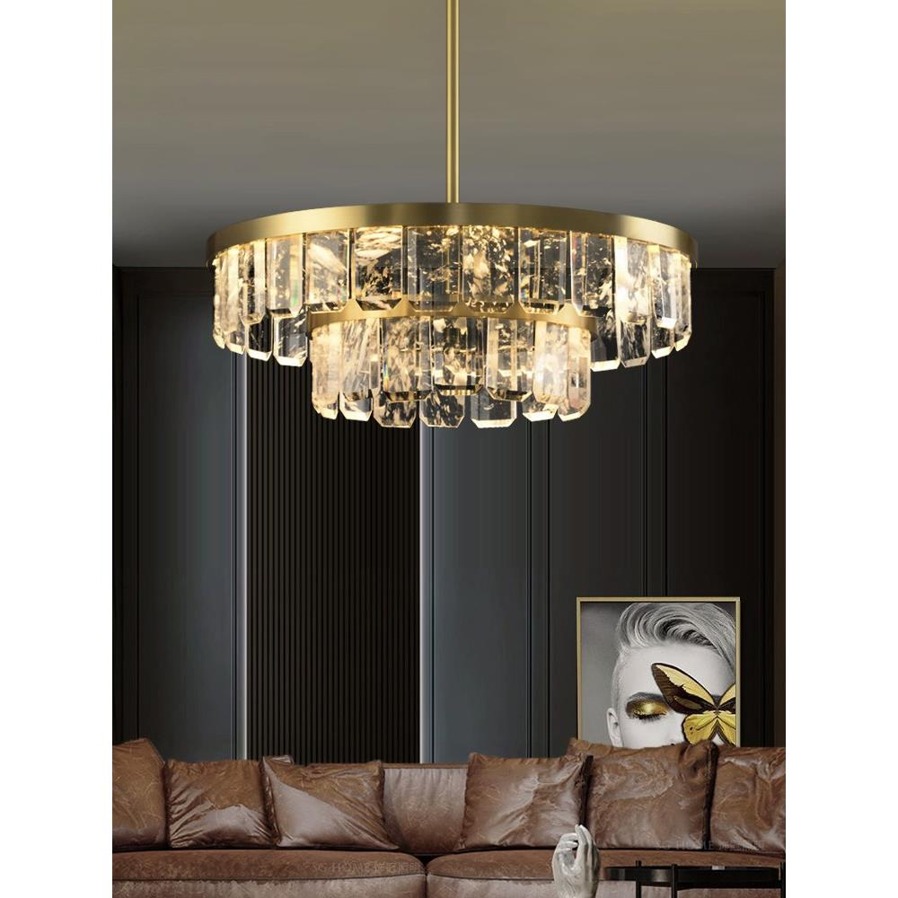 轻奢不锈钢水晶吊灯现代简约奢华大气客厅餐厅别墅饭厅灯卧室灯具