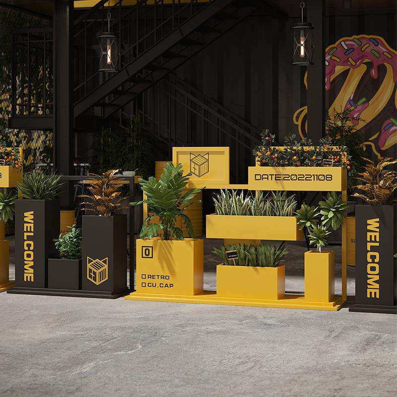 创意花架组合餐厅隔断花槽室外广场售楼部不锈钢花箱街道铁艺花坛