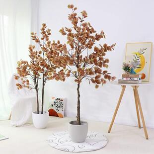 仿真绿植尤加利盆栽家居落地摆件人造植物金钱树叶盆景装饰假花