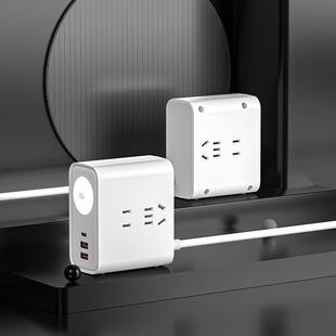 迷你便携旅行插座多功能带usb充电家用旅游插排可收纳插线板绕线