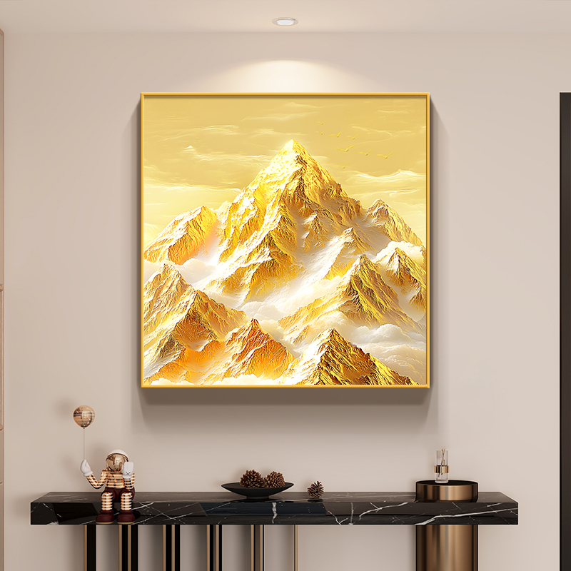 金山画靠山图客厅装饰画现代简约入户门玄关挂画高级感方形卧室画图片