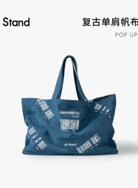M Stand 复古帆布单肩包market快闪旅行单肩包尼龙电脑牛仔帆布包