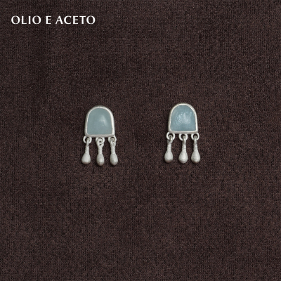 OLIOEACETO海蓝宝流苏耳环