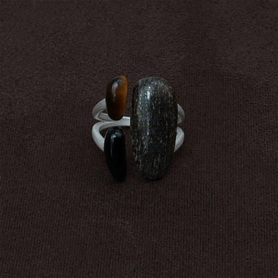 OLIO E ACETO油醋汁·纯银绚梦戒指 古铜辉石灰玛瑙
