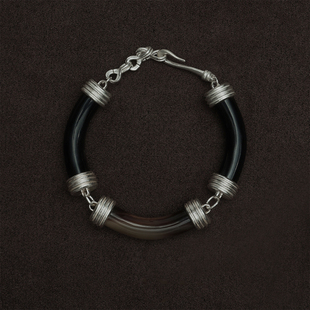 合作系列 OLIO WAAG ACETO油醋汁·OUDE 纯银牛角木兰手链