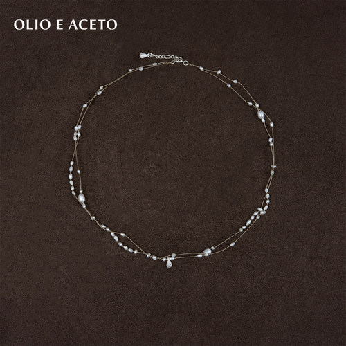 OLIO E ACETO·油醋汁纯银珍珠双层编织项链