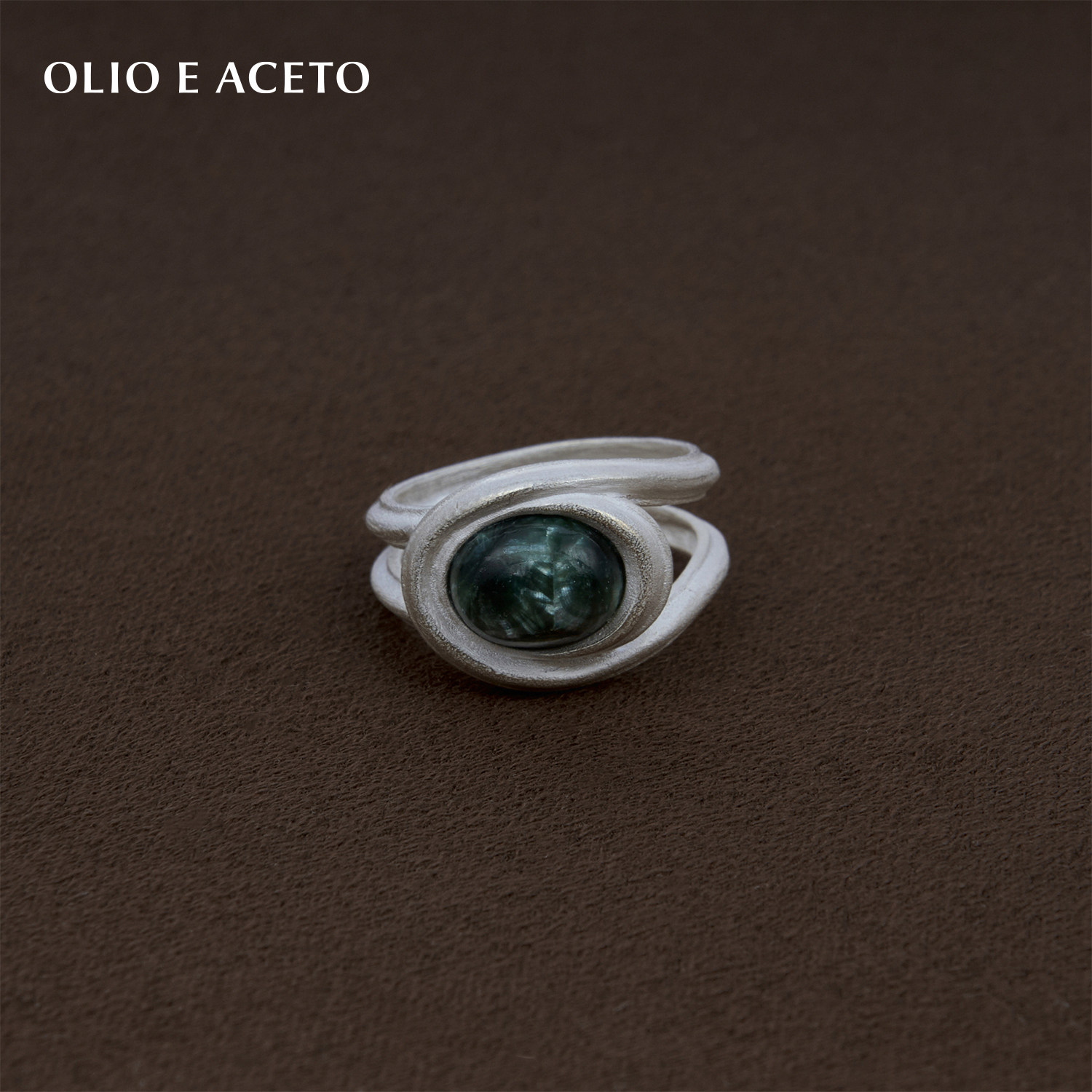 OLIO E ACETO·油醋汁纯银时空戒指 绿龙晶金运石白玉髓图片
