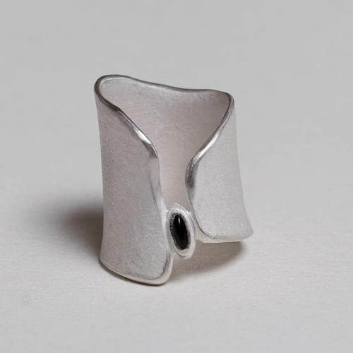 OLIO E ACETO油醋汁·纯银宽戒指 黑红玛瑙