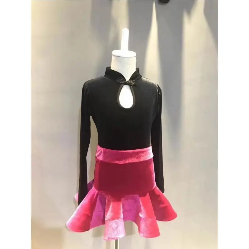 新款秋冬季儿童长袖拉丁舞练功服