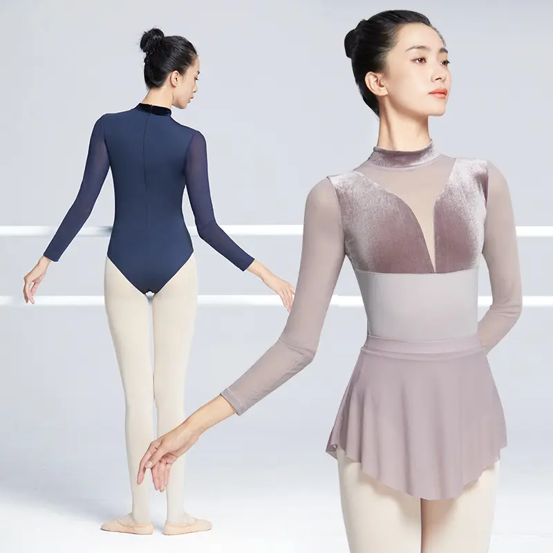 成人舞蹈练功服女长袖春季丝绒