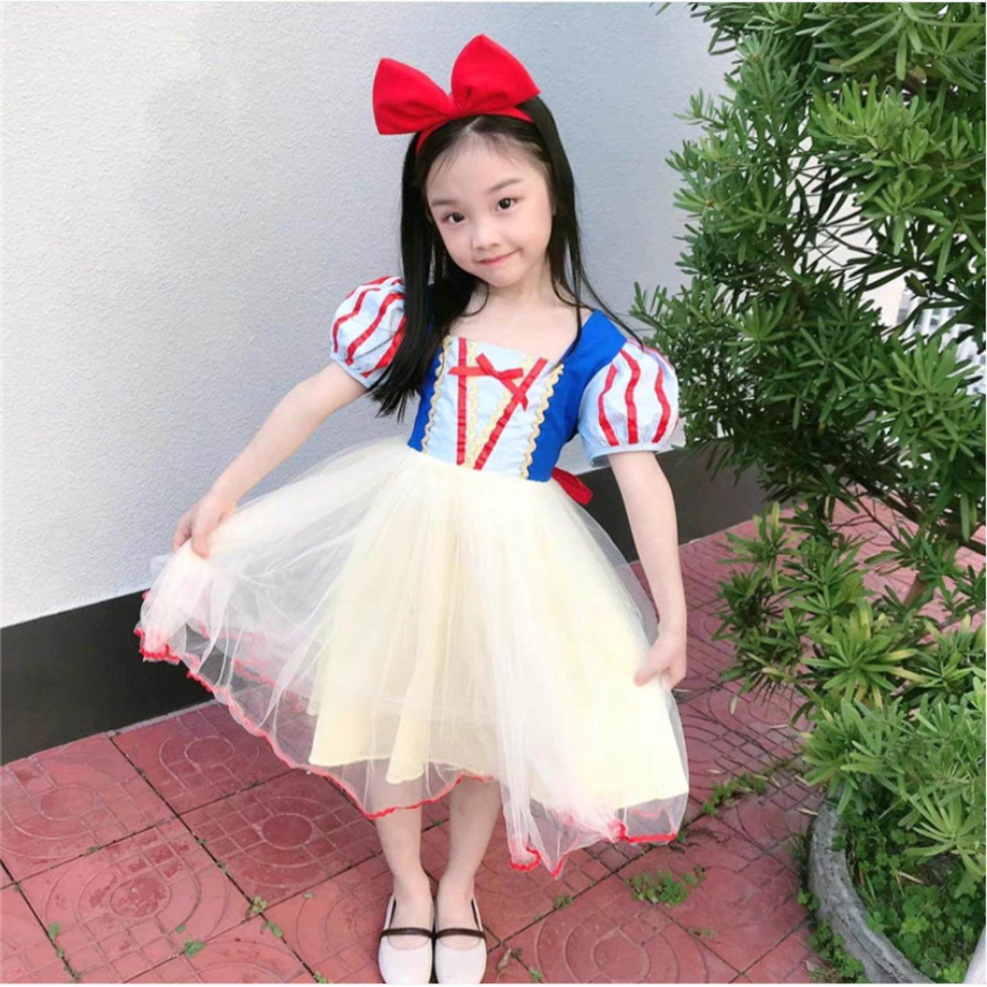 白雪公主裙 女童连衣裙夏季新款 儿童韩版泡泡袖蓬蓬纱裙表演服