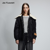 JAC 外套 拼接白色毛领黑色口袋夹克时尚 FLEURANT 汪苏泷同款