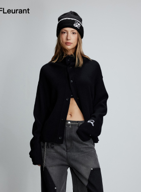 JAC FLEURANT【周冬雨同款】纯羊毛开衫女百搭宽松高领毛衣保暖