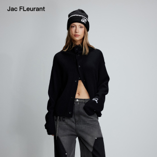 纯羊毛开衫 周冬雨同款 女百搭宽松高领毛衣保暖 FLEURANT JAC