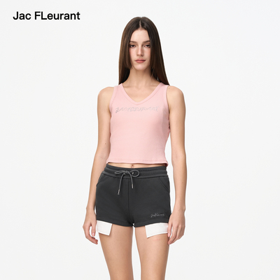 JAC FLEURANT2025春夏新品粉色V领烫钻LOGO背心休闲百搭减龄